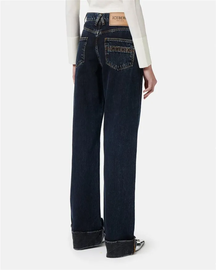 Women TROUSERS Iceberg Wide Fit 5 Pocket Trousers With Turnup Women TROUSERS Iceberg Wide Fit 5 Pocket Trousers With Turnup
