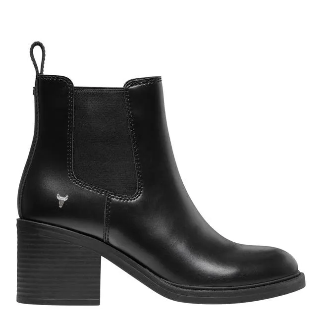 Women Varsity Black Leather Boots Windsor Smith Boots