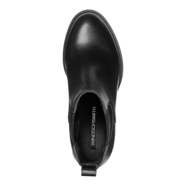 Women Varsity Black Leather Boots Windsor Smith Boots