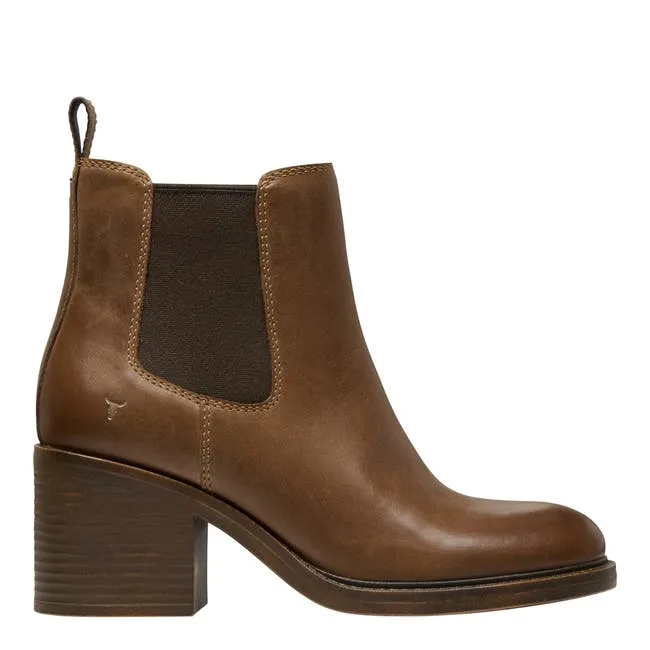 Women Varsity Tan Leather Boots Windsor Smith Boots