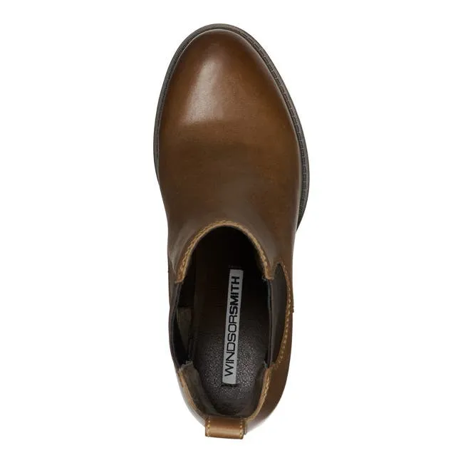Women Varsity Tan Leather Boots Windsor Smith Boots