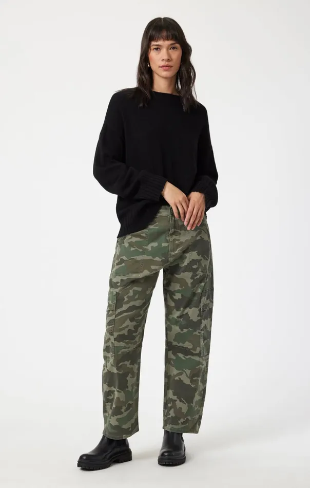 Women Vinnie Barrel Cargo In Khaki Camo Twill Mavi Jeans Pants Women Vinnie Barrel Cargo In Khaki Camo Twill Mavi Jeans Pants