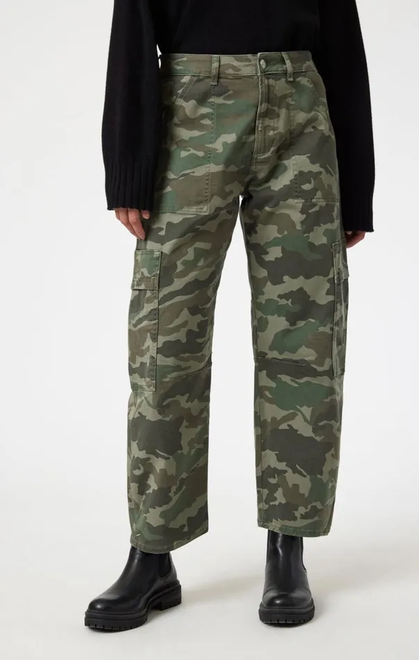 Women Vinnie Barrel Cargo In Khaki Camo Twill Mavi Jeans Pants Women Vinnie Barrel Cargo In Khaki Camo Twill Mavi Jeans Pants
