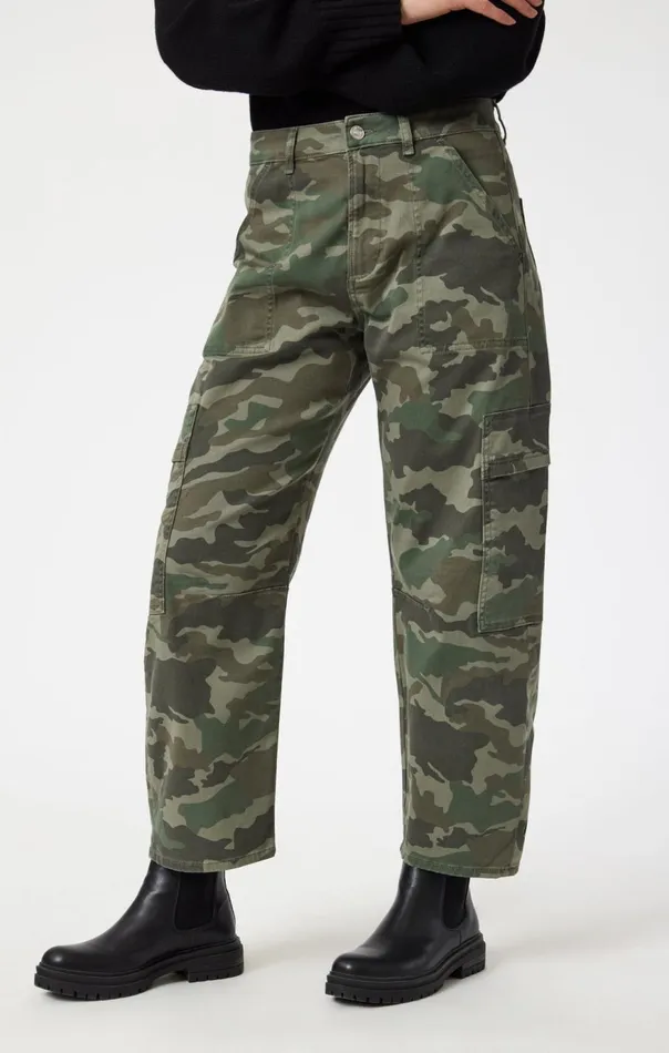 Women Vinnie Barrel Cargo In Khaki Camo Twill Mavi Jeans Pants Women Vinnie Barrel Cargo In Khaki Camo Twill Mavi Jeans Pants