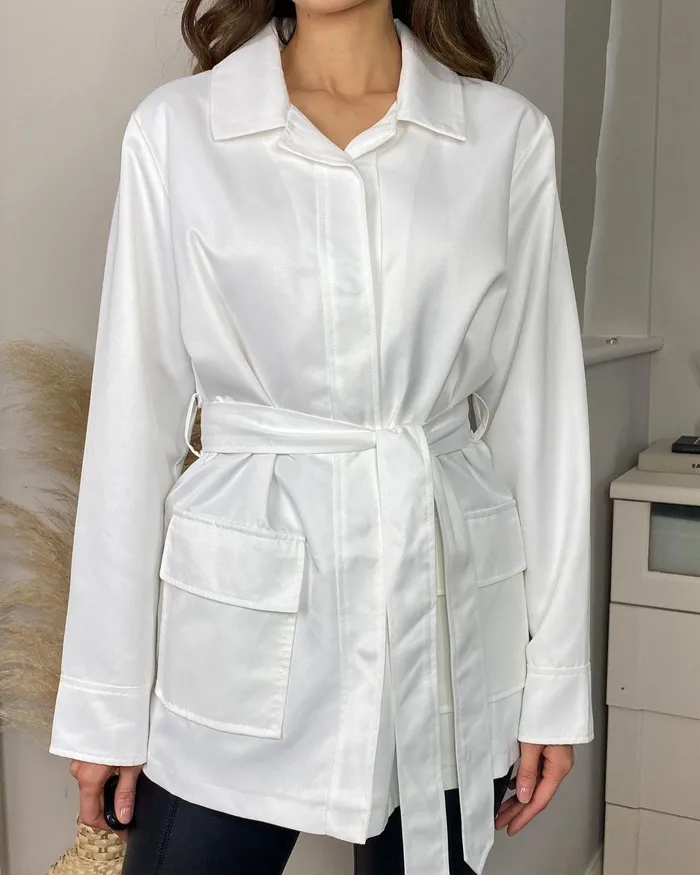 Women White Leather PU Tie Blazer White Threadbare Blazers Women White Leather PU Tie Blazer White Threadbare Blazers
