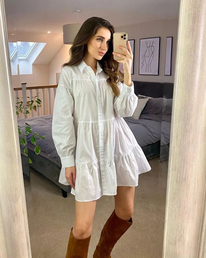 Women White Shirt Dress White Threadbare Dresses