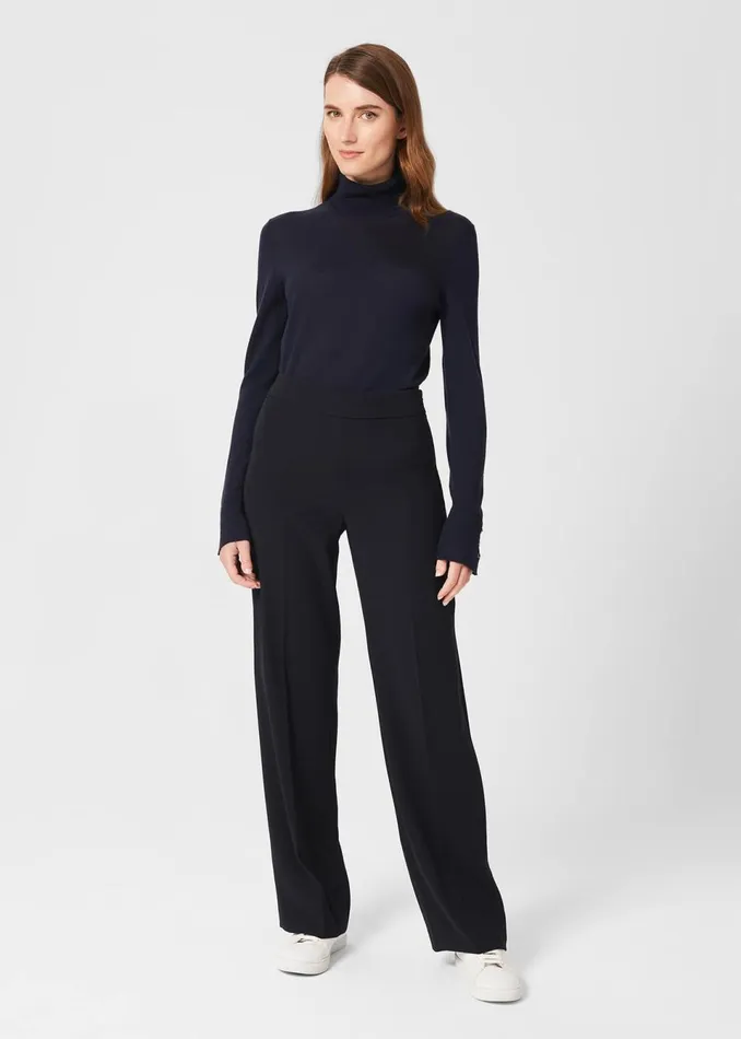 Womens Abigail Wide Trousers Navy Hobbs Trousers