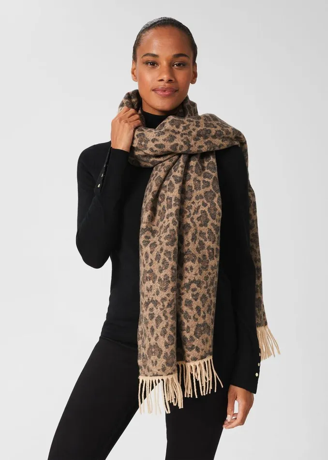 Womens Adriana Leopard Scarf Camel Multi Hobbs Scarves Gift for Friend