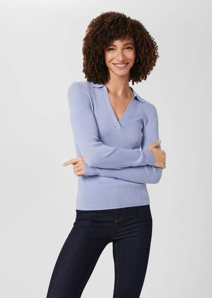 Womens Alexis Merino Wool Shirt Steel Blue Hobbs Tops Cheap On Sale