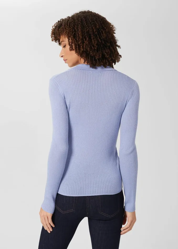 Womens Alexis Merino Wool Shirt Steel Blue Hobbs Tops Cheap On Sale