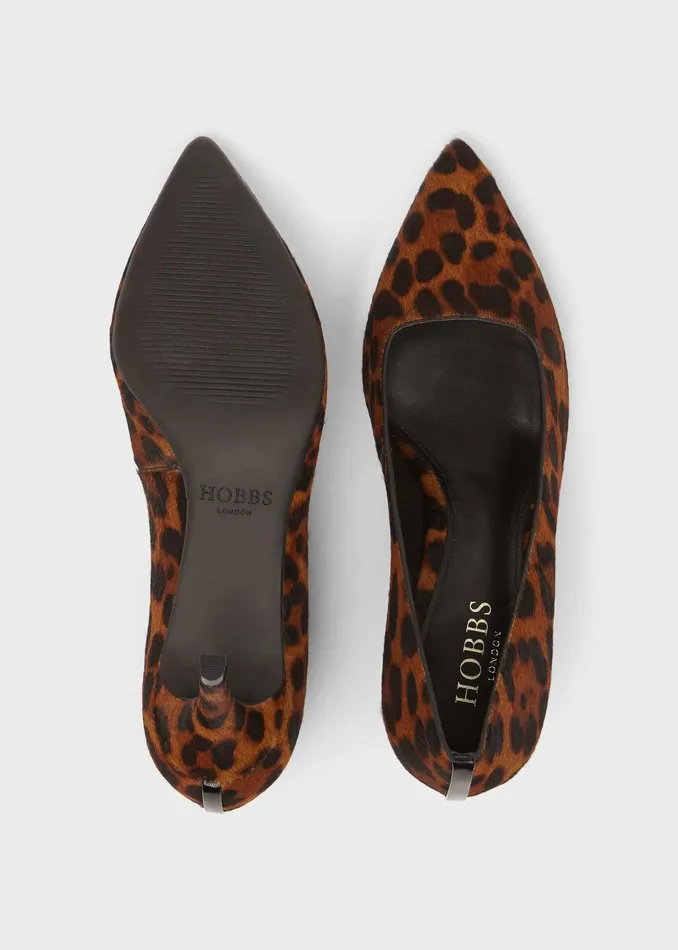 Womens Amy Animal Print Leather Court Shoes Leopard Hobbs Court Shoes On Sale