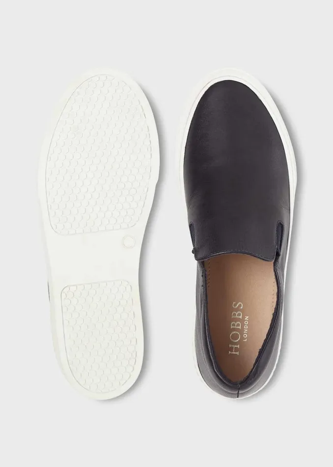 Womens Apolline Leather Slip On Trainers Navy Hobbs Flats and Pumps Gift 4 You