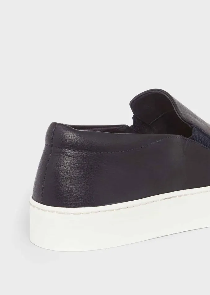 Womens Apolline Leather Slip On Trainers Navy Hobbs Flats and Pumps Gift 4 You