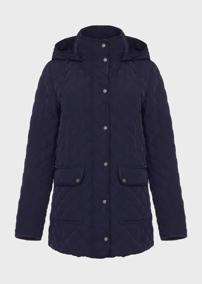 Womens Audra Quilted Coat With Hood Navy Hobbs Coats and Jackets Gift 4 You