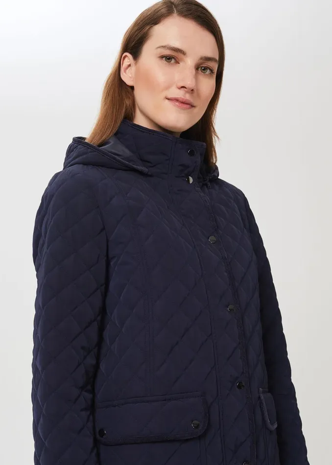 Womens Audra Quilted Coat With Hood Navy Hobbs Coats and Jackets Gift 4 You