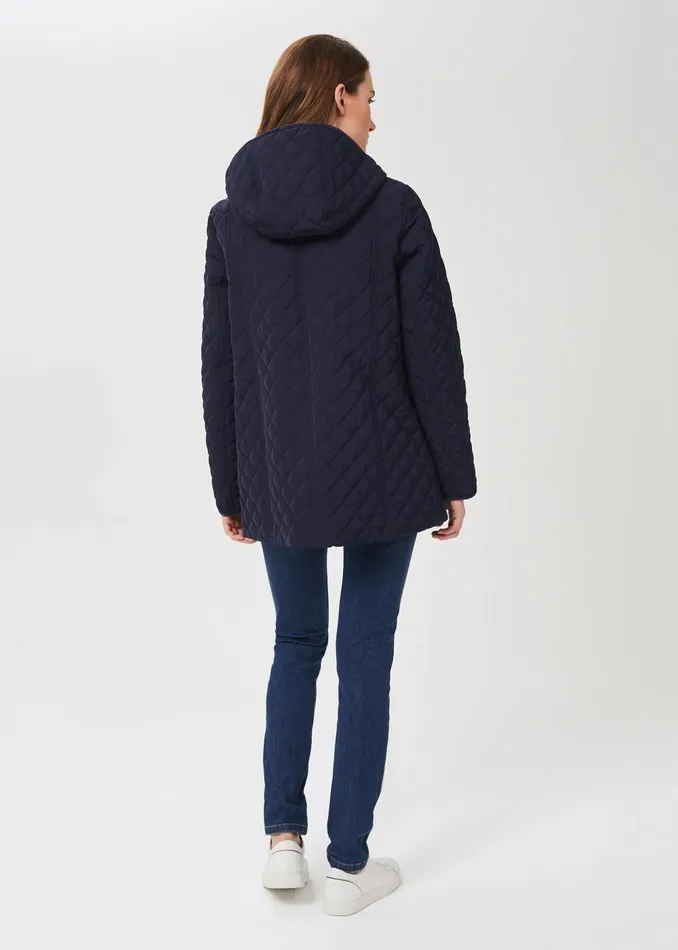 Womens Audra Quilted Coat With Hood Navy Hobbs Coats and Jackets Gift 4 You