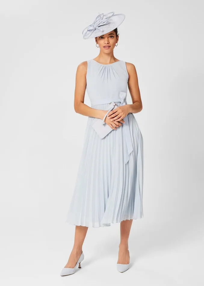 Womens Blythe Pleated Fit And Flare Dress Celeste Blue Hobbs Dresses Popular