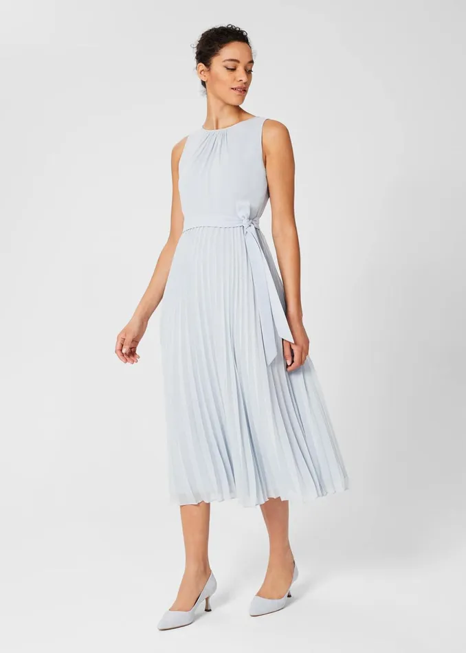 Womens Blythe Pleated Fit And Flare Dress Celeste Blue Hobbs Dresses Popular