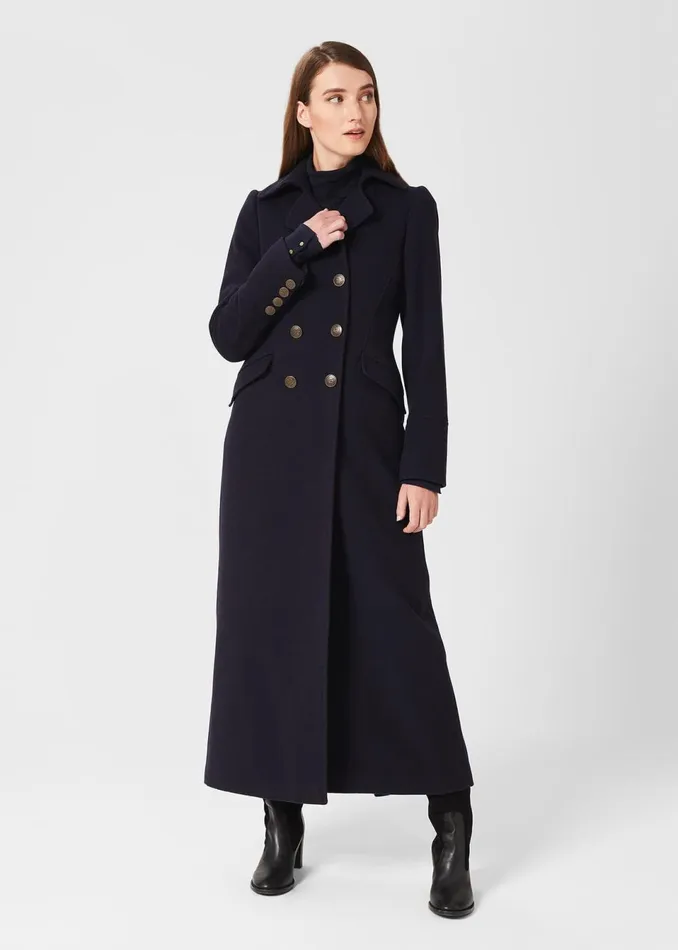 Womens Brenna Wool Blend Maxi Coat Navy Hobbs Coats and Jackets Popular