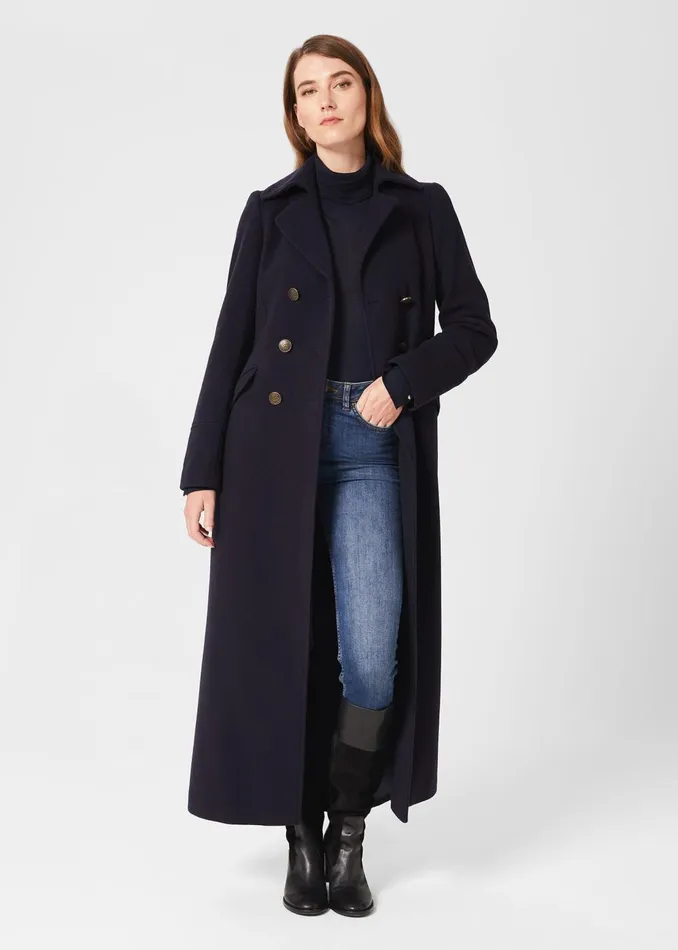 Womens Brenna Wool Blend Maxi Coat Navy Hobbs Coats and Jackets Popular