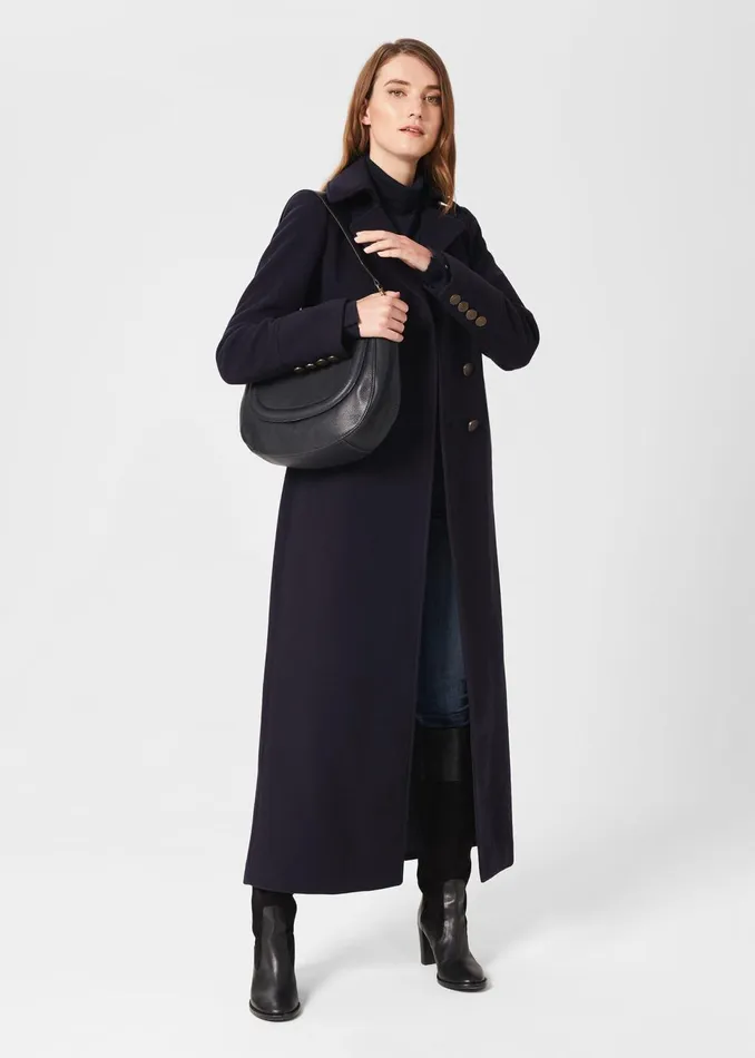Womens Brenna Wool Blend Maxi Coat Navy Hobbs Coats and Jackets Popular