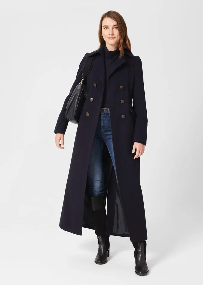 Womens Brenna Wool Blend Maxi Coat Navy Hobbs Coats and Jackets Popular