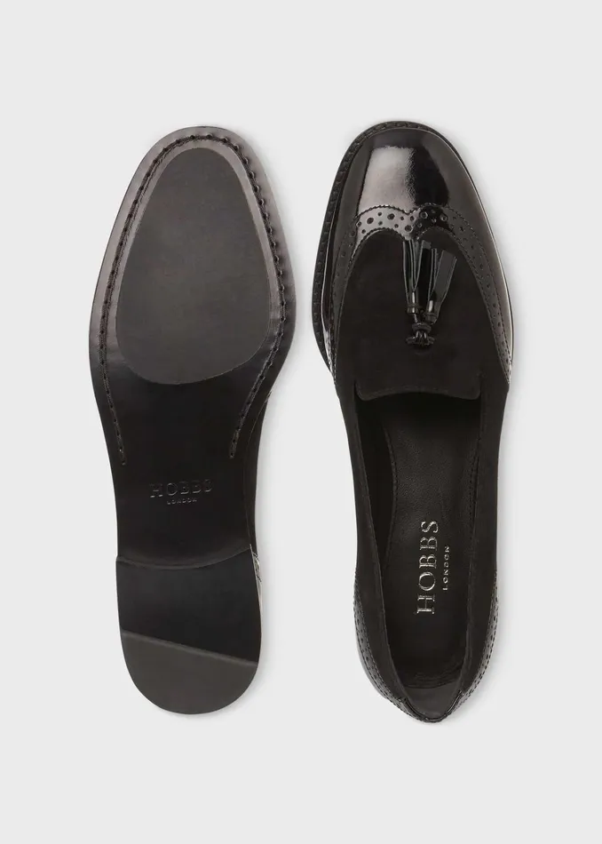 Womens Bryony Patent Loafers Black Hobbs Flats and Pumps Casaul