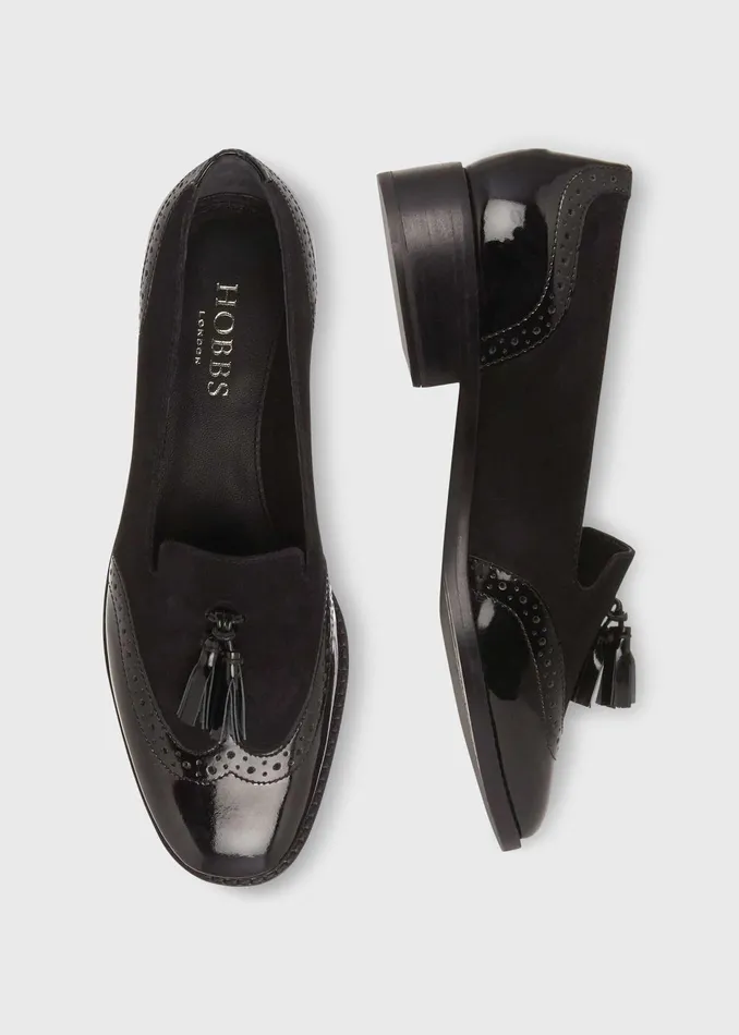 Womens Bryony Patent Loafers Black Hobbs Flats and Pumps Casaul