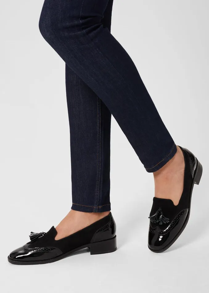 Womens Bryony Patent Loafers Black Hobbs Flats and Pumps Casaul