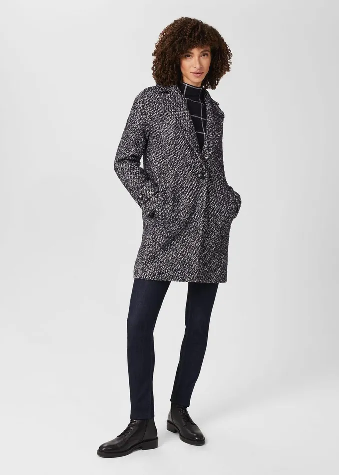 Womens Carmina Herringbone Coat With Wool Deep Blue Ivory Hobbs Coats and Jackets Gift Ideas Womens Carmina Herringbone Coat With Wool Deep Blue Ivory Hobbs Coats and Jackets Gift Ideas