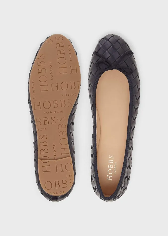 Womens Casey Leather Ballerinas Navy Hobbs Flats and Pumps Near Me