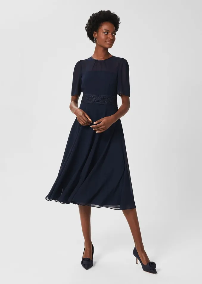 Womens Cressida Fit and Flare Dress Navy Hobbs Dresses On Sale
