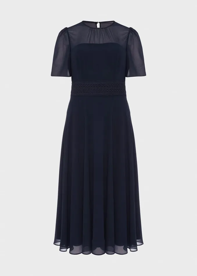 Womens Cressida Fit and Flare Dress Navy Hobbs Dresses On Sale