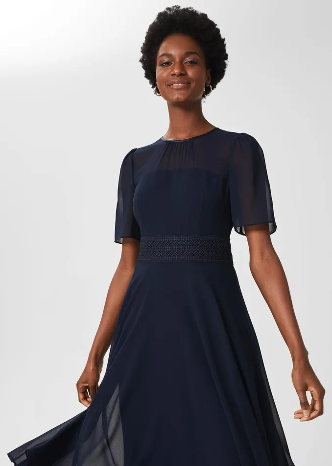 Womens Cressida Fit and Flare Dress Navy Hobbs Dresses On Sale
