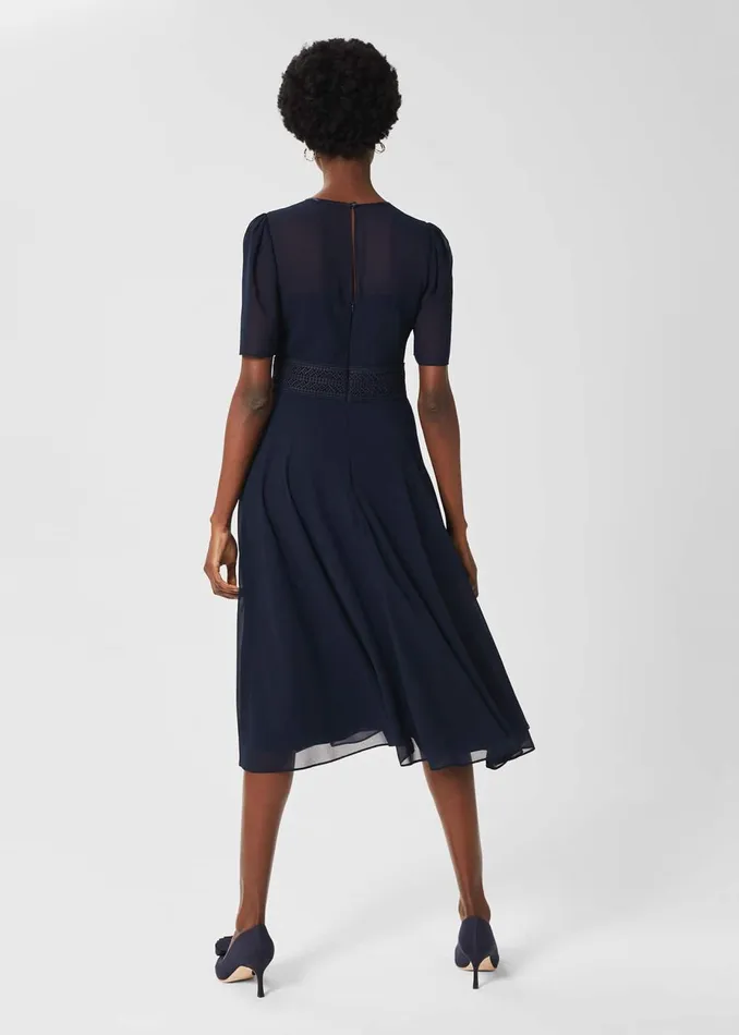 Womens Cressida Fit and Flare Dress Navy Hobbs Dresses On Sale