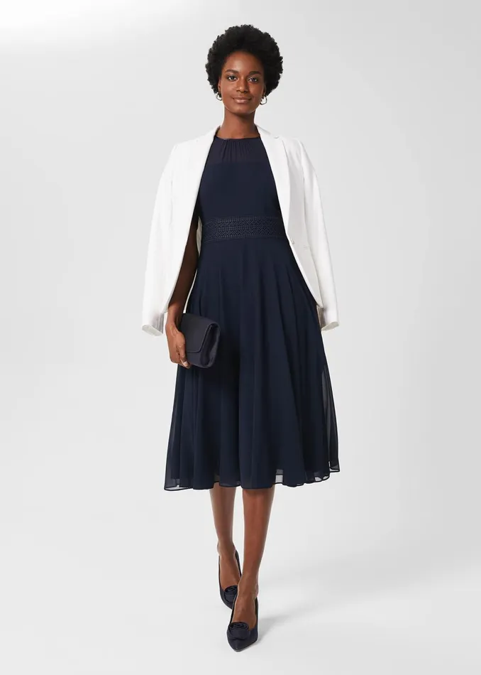 Womens Cressida Fit and Flare Dress Navy Hobbs Dresses On Sale