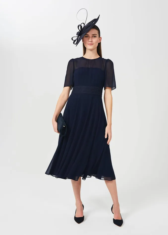 Womens Cressida Fit and Flare Dress Navy Hobbs Dresses On Sale