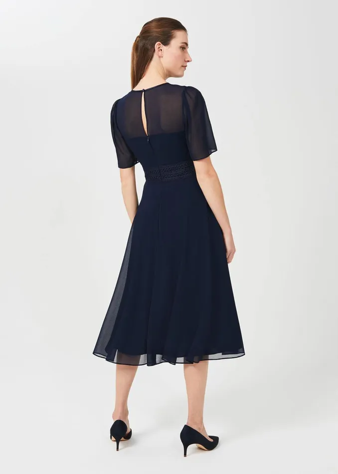 Womens Cressida Fit and Flare Dress Navy Hobbs Dresses On Sale