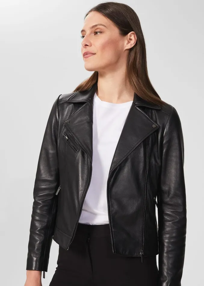 Womens Dakota Leather Jacket Black Hobbs Coats and Jackets Casaul