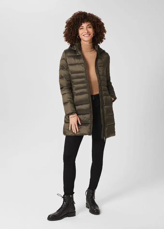 Womens Danika Long Puffer Jacket With Hood Dark Olive Hobbs Coats and Jackets For Sale Womens Danika Long Puffer Jacket With Hood Dark Olive Hobbs Coats and Jackets For Sale