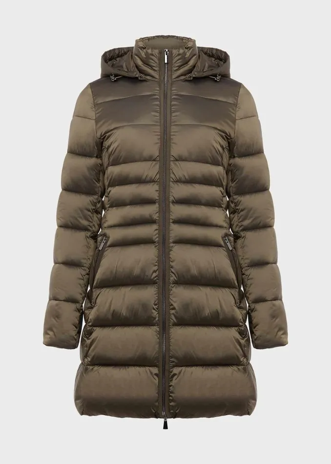 Womens Danika Long Puffer Jacket With Hood Dark Olive Hobbs Coats and Jackets For Sale