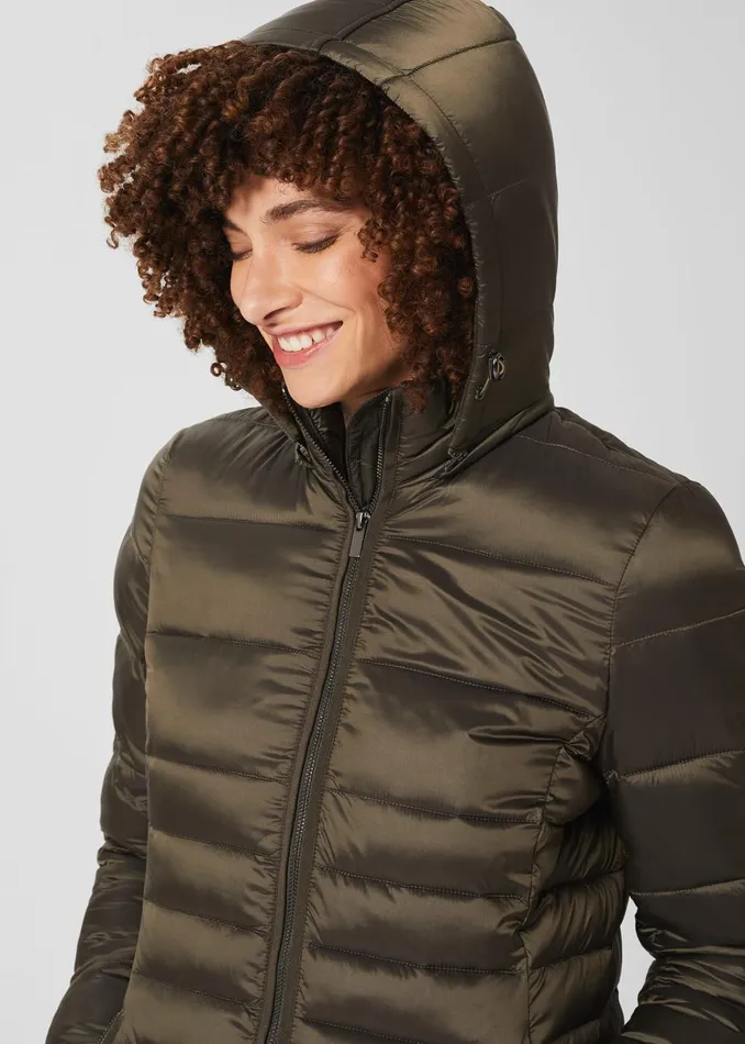 Womens Danika Long Puffer Jacket With Hood Dark Olive Hobbs Coats and Jackets For Sale