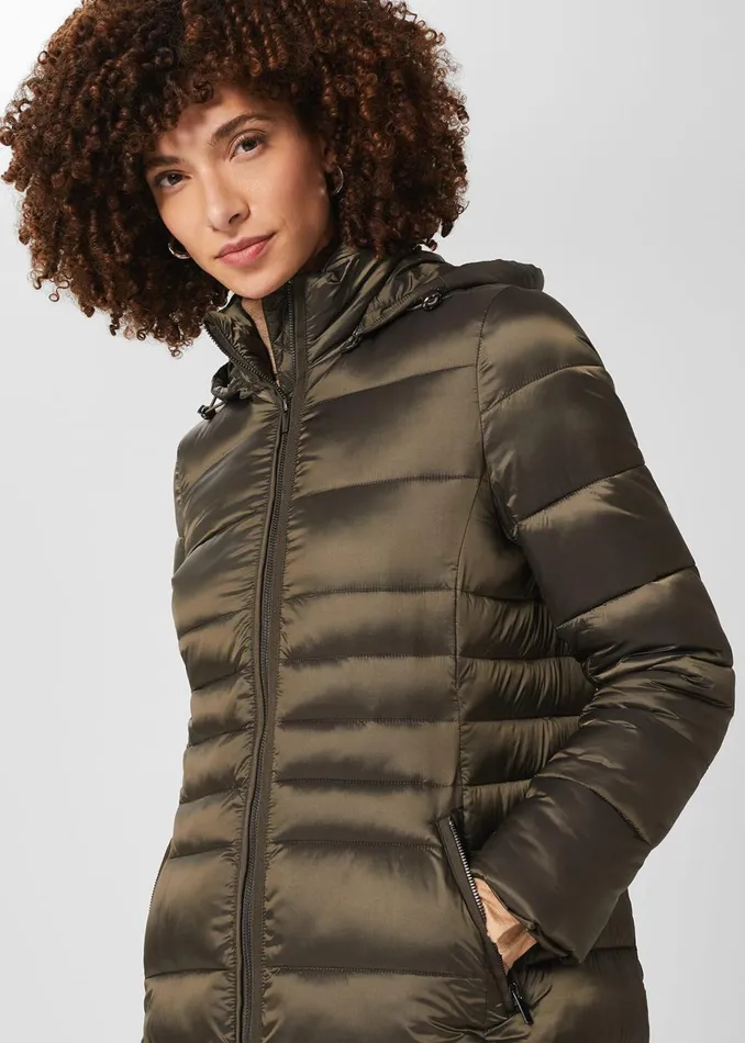 Womens Danika Long Puffer Jacket With Hood Dark Olive Hobbs Coats and Jackets For Sale