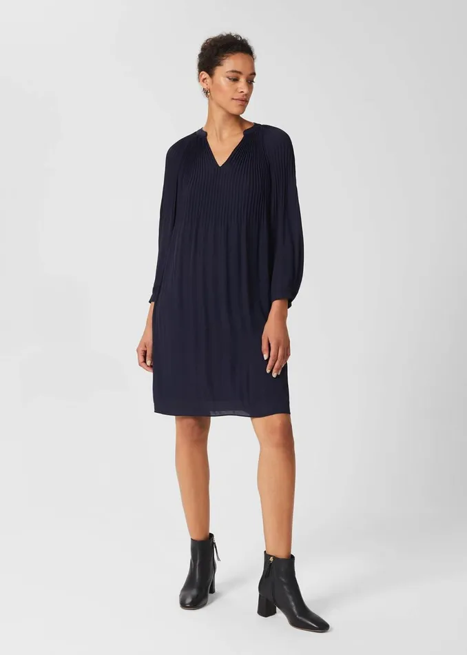 Womens Emilia Pleated Dress French Blue Hobbs Dresses Gift for Friend