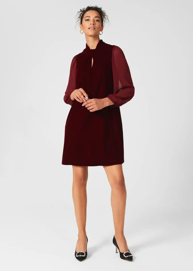 Womens Faye Velvet A Line Dress Deep Red Hobbs Dresses Gift Ideas