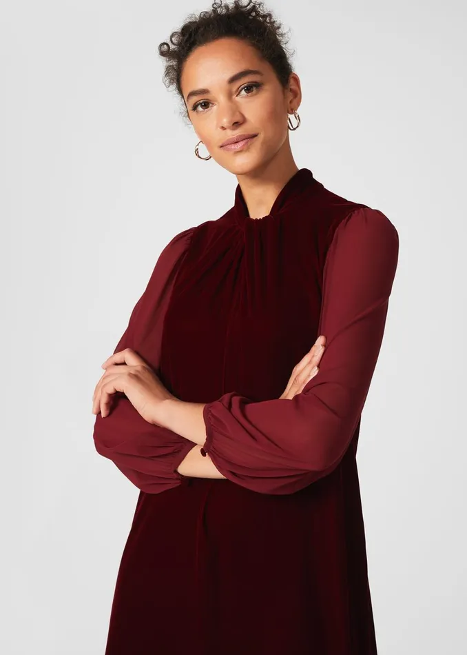 Womens Faye Velvet A Line Dress Deep Red Hobbs Dresses Gift Ideas
