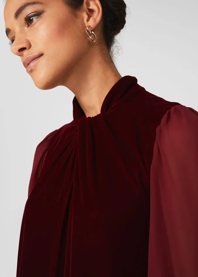 Womens Faye Velvet A Line Dress Deep Red Hobbs Dresses Gift Ideas