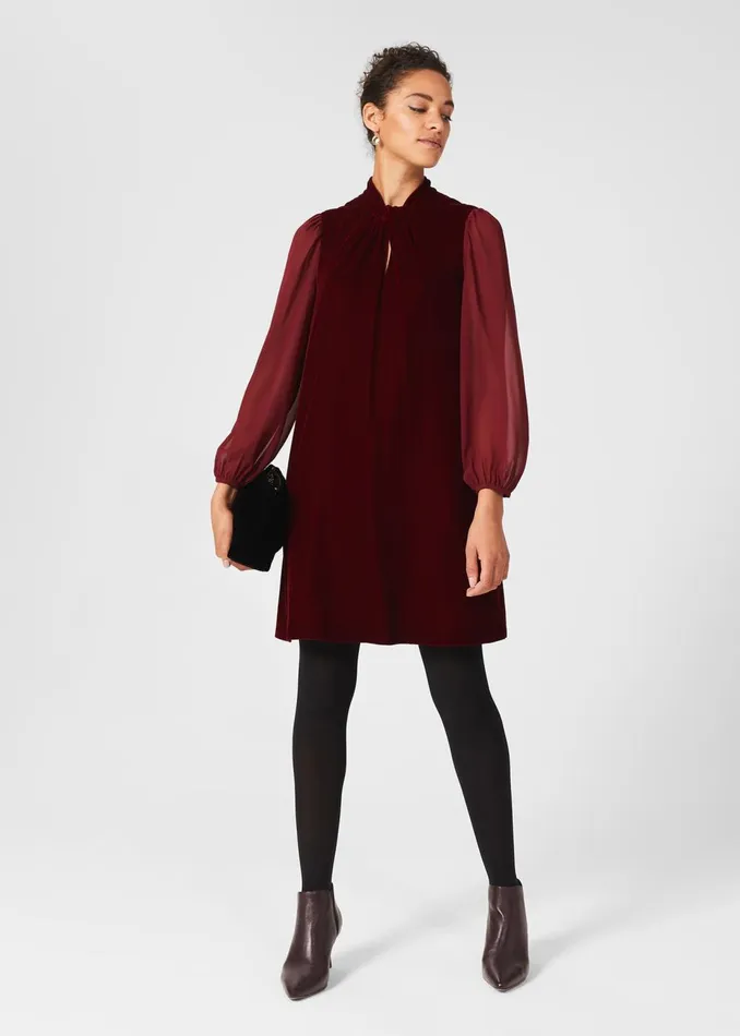 Womens Faye Velvet A Line Dress Deep Red Hobbs Dresses Gift Ideas