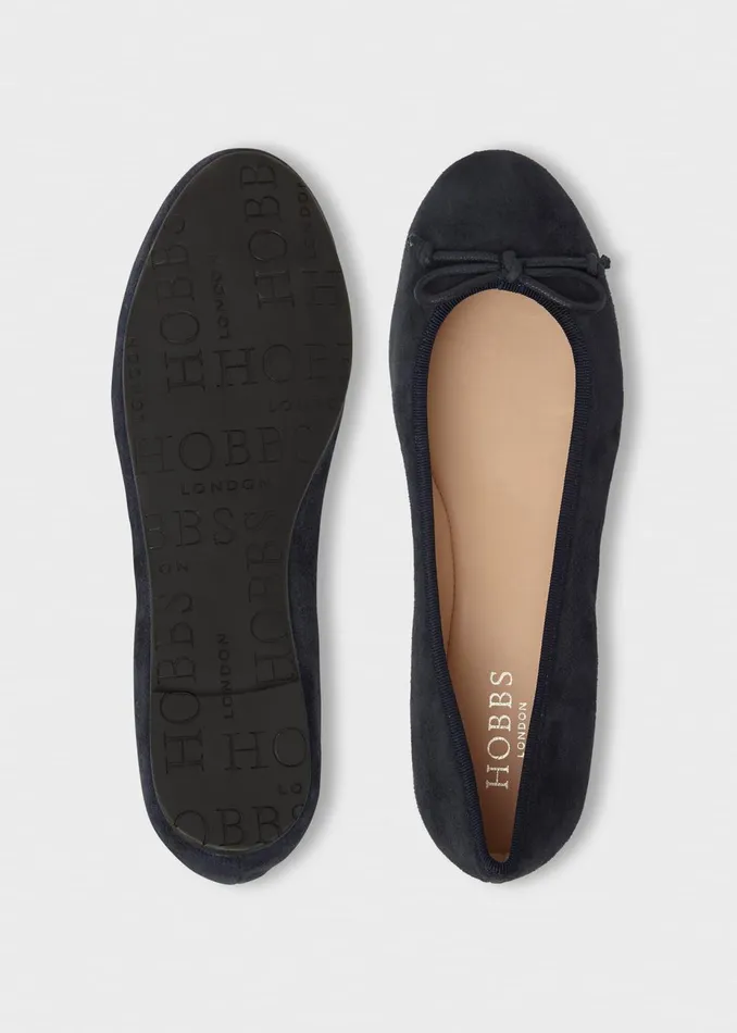 Womens Flo Suede Ballerina Navy Hobbs Ballerinas
