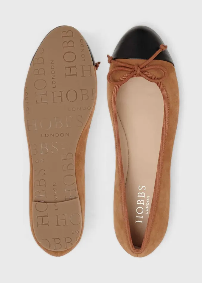 Womens Flo Suede Ballerinas Black Hobbs Flats and Pumps Gift 4 You